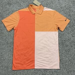 NIKE Dri-Fit Men Golf Polo Sport Shirt Pullover Stretch Orange NEW Size M